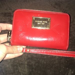 Michael Kors red zipper wallet